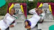 Lady touches hearts as she celebrates convocation at late father's grave, post melts hearts