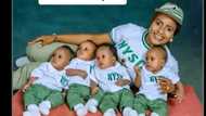 "I like their uniforms": NYSC lady who gave birth to quadruplets poses with them in viral TikTok video