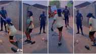 Pretty lady stops policeman and shows off sweet dance moves for him in video, what happened next is beautiful