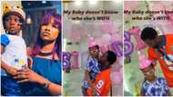 "She think say nah regular PH uncle": Tacha's baby gives unimpressed side eye as Omah Lay attends her birthday