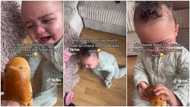 "She loves food & ate mine": Baby quickly stops crying after father gave her snack in video