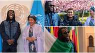 Burna Boy visits UN HQ ahead of Madison Square Garden concert, sings for Amina J Mohammed in video