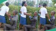 Drama as man ignores lady's rejection during public proposal, forces ring into her hand