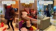 Nigerian man surprises wife, takes her to room filled with designer shoes in viral video, she screams