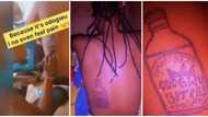 Nigerian man gets big tattoo of Obi Cubana's new product on his back, shows it off in video, causes stir