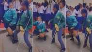 Biggie with energy: Plus size schoolgirl carries her body well, defeats two others with her dance moves