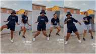 Pretty mum and daughter in shorts dance in video, wear cute sneakers, people can't tell them apart