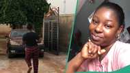 Nigerian lady dances and welcomes husband who comes home earlier than expected