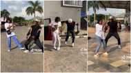 Nigerian man surprises pretty ladies on the road with his bluetooth speaker, they dance with him in video