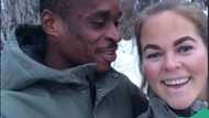 Nigerian man and his Oyinbo wife share romantic moment in snow after he praised her