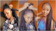 Nigerian lady makes her hair by herself without any help in video, looks beautiful afterwards, many react