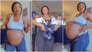 "My blue jets": Young mother celebrate the birth of her twin babies, posts video of large baby bump