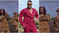 “Boy dey fear her papa”: Video of Bolanle Ninalowo's daughter, oyinbo boy dancing in military uniform trends