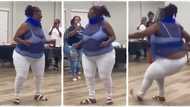 "Big mama": Chubby woman embarrassed as she crashes on the floor while dancing, video goes viral