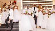Pretty Mike leaves wedding guests stunned as he storms venue with 5 ladies dressed in bridal gowns (videos, photos)