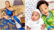 "Khalifa is just you": Fans gush over Regina Daniels' sons as she shows them off in cute photos
