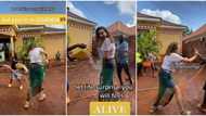 White lady surprised by blacks on her birthday as they 'stone' her water, mess her up in cute video