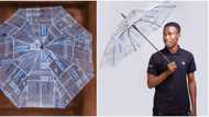 Highly creative man designs umbrella from water sachets, beautiful photos impress many