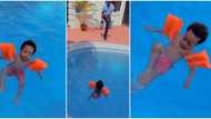 Fans gush over Regina Daniels’ 1-year-old son as he swims impressively inside massive pool in viral video