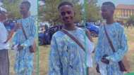 "He is very handsome": Young man who is new in university goes viral because of his freshman attire