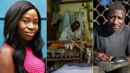 Naira scarcity: Nigerian lady pays shoemaker with garri, plate of rice after fixing her slippers