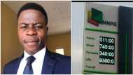 "The 'renewed hope' you voted for": Nigerian lawyer shares photo of new fuel price at NNPC filling station
