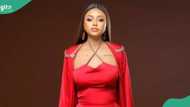 Lady recreates Regina Daniels' red dress, nails the style, peeps react: "E be like night gown"