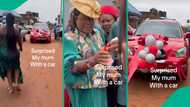 Video shows moment Nigerian lady gifted her mother a sleek red car, people react on TikTok