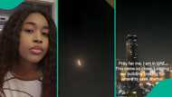 Lady living in Dubai cries out after seeing 'missile' close to her building, posts video online