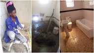 Check out the way this young hardworking lady renovated this dirty bathroom into a classy one, people react (photos)