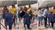Nigerian lady gives man two quick hard slaps, messes him up with cake in viral proposal fail video