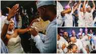 Davido seen in 'owambe' throwback photos as elder sister, hubby mark 8th traditional wedding anniversary