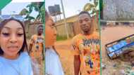 Nigerian lady makes fun of wheelbarrow pusher who tried to woo her, videos him and posts online