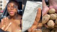 "6 potatoes for N8,000": Nigerian lady living in Canada laments over cost of living, displays receipt in video