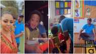 Cute videos as Regina Daniels’ son says he’s happy to go to school but refuses to let dad leave him in class