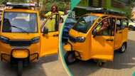 "It doesn't need fuel": Abuja lady displays new electric keke with solar panel and AC, video trends