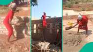 Woman who is bricklayer shows how she does her job, video trends on social media