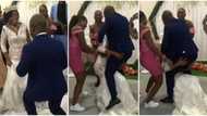 Excited groom jumps on wife during wedding, forcefully yanks her to the ground in hair-raising video