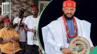 Pete Edochie celebrates Yul's birthday in style, spotted with Ogene music group in fun video