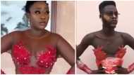 Hilarious style steal: Ghanaian comedian creates caricature version of Ini Edo's red outfit