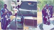 Fuji musician and Mayegun of Yoruba Land, Wasiu Ayinde, steps out looking classy in his Rolls Royce car