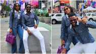 Ebuka and wife rock matching denim jackets as they storm Manhattan after end of BBN Reunion, fans gush