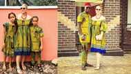 Oyinbo wife steps out in traditional attire with her Nigerian husband and children