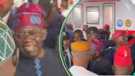 Celebration as Tinubu arrives Ikeja for commissioning of Red Line rail project, video emerges