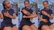 "Obsessed with her eyes": Pretty girl in short black gown dances while sitting, whines waist to sweet music