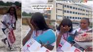 "I know my mum": Nigerian lady in tears as mother surprises her with land gift on sign out day, video emerges