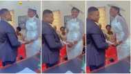 "I was shy when they said we should kiss": Video of beautiful bride and her hubby at their wedding goes viral