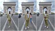 Young man wears what looks like NYSC khaki uniform, poses in Paris, Nigerians react to his photos