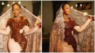 Wedding fashion: Bauchi governor's daughter rocks over N1m dress made of goatskin leather on her big day