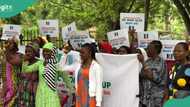 BREAKING: Protest hits APC headquarters in Abuja, details, photos, video emerge